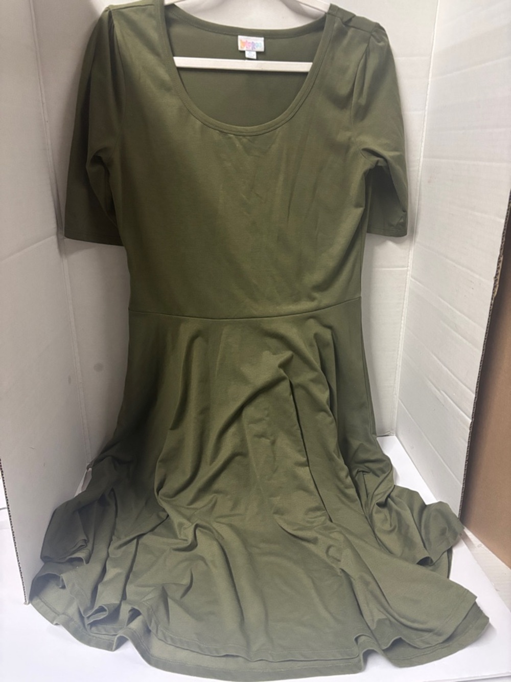 LuLaRoe Olive Green Scoop Neck Midi Dress